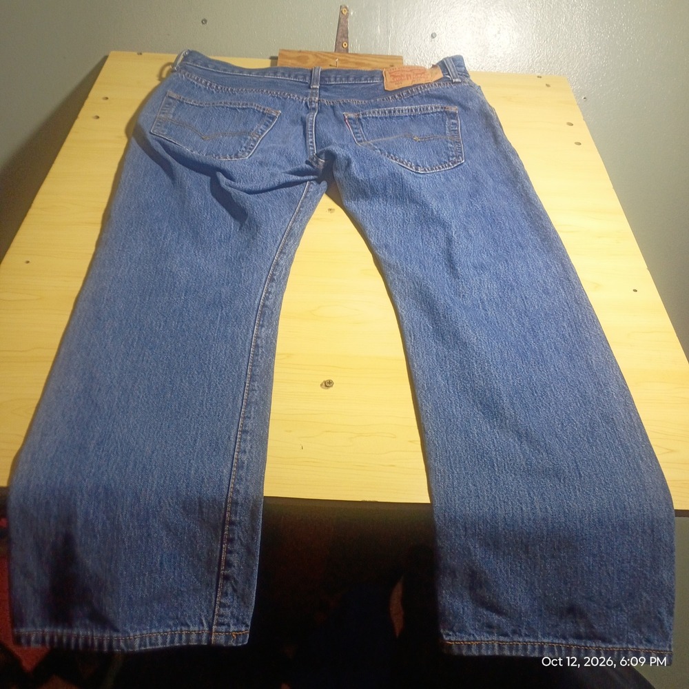 Levi's 501 Original Fit Jeans Mens 36x29 Blue Button Fly Straight Leg Denim - Picture 4 of 11